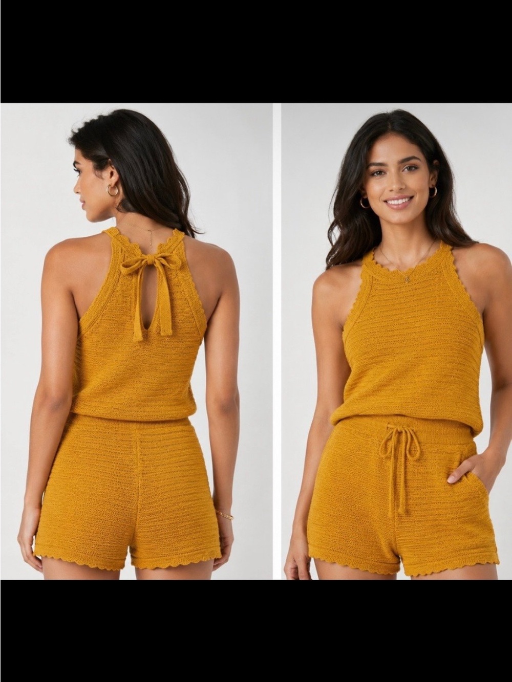 Universal Thread Mustard Yellow Knit juimp suit and Shorts